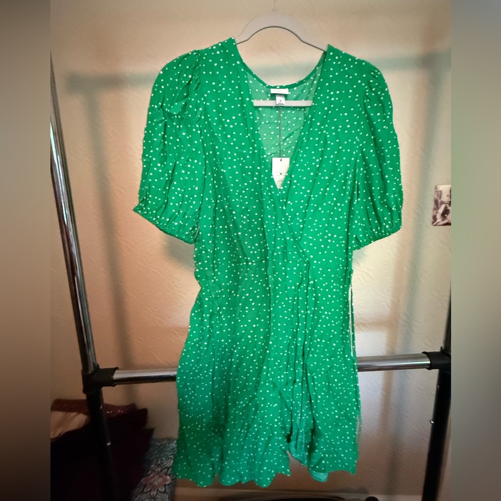 A New Day Green and White Polka Dot Dress